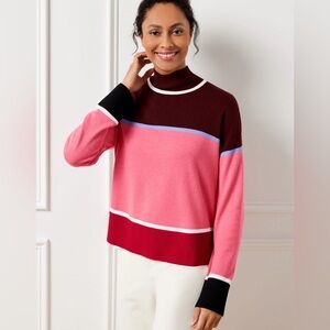 Talbots MOCKNECK SWEATER - STRIPED COLORBLOCK. Size small.
